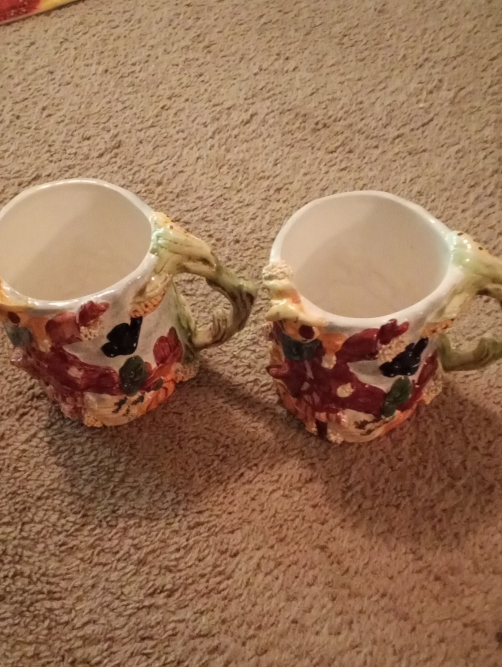 WCL Hand-Painted Floral Ceramic Mugs - Set of 2